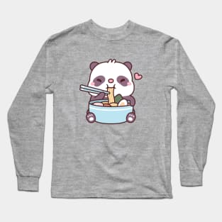 Cute Baby Panda Loves Eating Ramen Noodles Long Sleeve T-Shirt